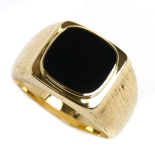 ESTELLE K18YG イエローゴールド リング・指輪 オニキス 18号 14.5g メンズ【中古】