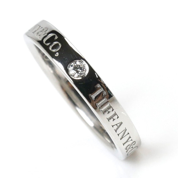 TIFFANY&Co. ティファニー Pt950プラチナ フラット バンド 3Pダイヤ リング・指輪 60001881 ダイヤモンド 9号 4.5g レディース【中古】【美品】