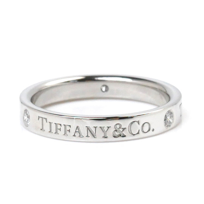 TIFFANY&Co. ティファニー Pt950プラチナ フラット バンド 3Pダイヤ リング・指輪 60001881 ダイヤモンド 9号 4.5g レディース【中古】【美品】