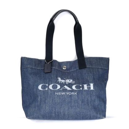 COACH コーチ ロゴ デニムトート トートバッグ ブルー F67415 レディース【中古】