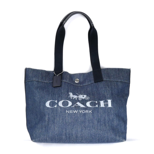 COACH コーチ ロゴ デニムトート トートバッグ ブルー F67415 レディース【中古】