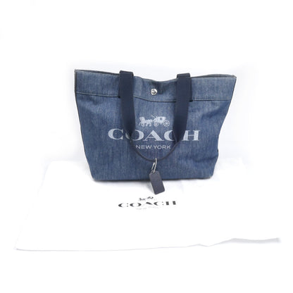 COACH コーチ ロゴ デニムトート トートバッグ ブルー F67415 レディース【中古】