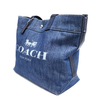 COACH コーチ ロゴ デニムトート トートバッグ ブルー F67415 レディース【中古】