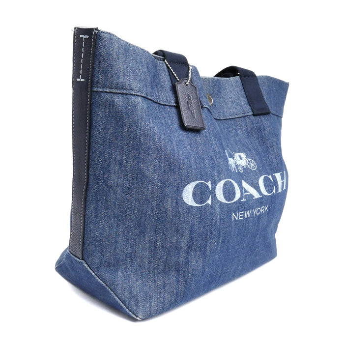COACH コーチ ロゴ デニムトート トートバッグ ブルー F67415 レディース【中古】