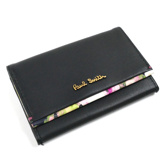 Paul Smith ポール・スミス フラワー 名刺入れ ブラック マルチ レディース【中古】