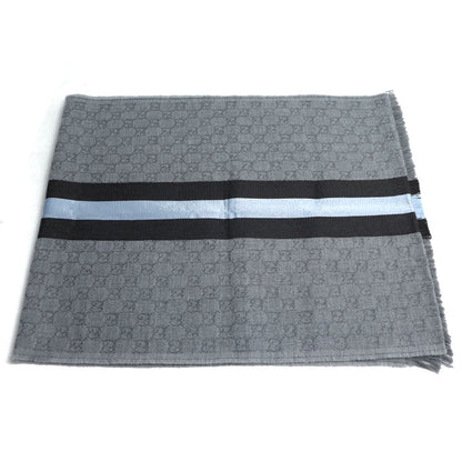 GUCCI グッチ シェリーライン マフラー グレー/ブラウン/スカイブルー 147351 4G704 1469 ユニセックス【中古】【美品】