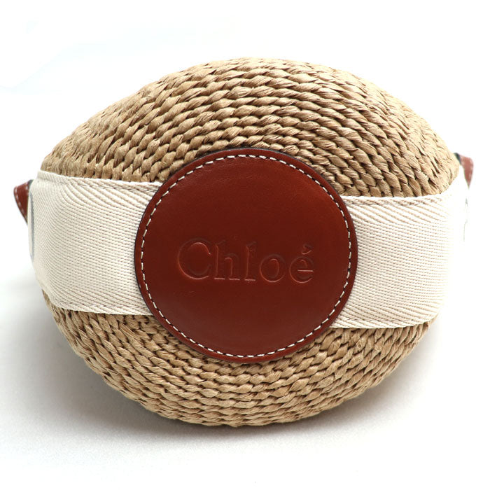 Chloe クロエ WOODY スモールバスケット 2Wayショルダーバッグ ホワイト CHC22SS381G55101 レディース【中古】【極美品】