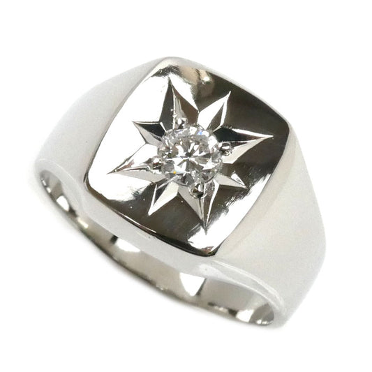 Pt850プラチナ 印台 リング・指輪 ダイヤモンド0.27ct 19.5号 18.4g メンズ【中古】【美品】