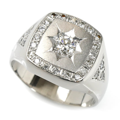 Pt900プラチナ リング・指輪 ダイヤモンド0.36ct/0.30ct 21号 21.0g メンズ【中古】【美品】