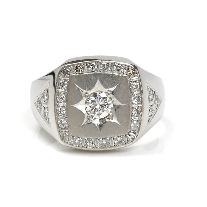 Pt900プラチナ リング・指輪 ダイヤモンド0.36ct/0.30ct 21号 21.0g メンズ【中古】【美品】