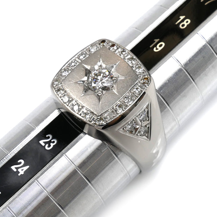 Pt900プラチナ リング・指輪 ダイヤモンド0.36ct/0.30ct 21号 21.0g メンズ【中古】【美品】