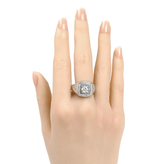 Pt900プラチナ リング・指輪 ダイヤモンド0.36ct/0.30ct 21号 21.0g メンズ【中古】【美品】