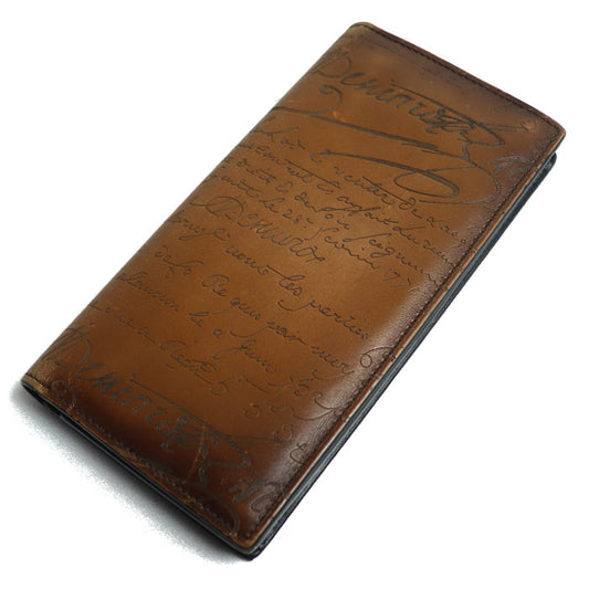 Berluti ベルルッティ サンタル スクリットレザー ジップロングウォレット 長財布 CACAO INTENSO メンズ【中古】