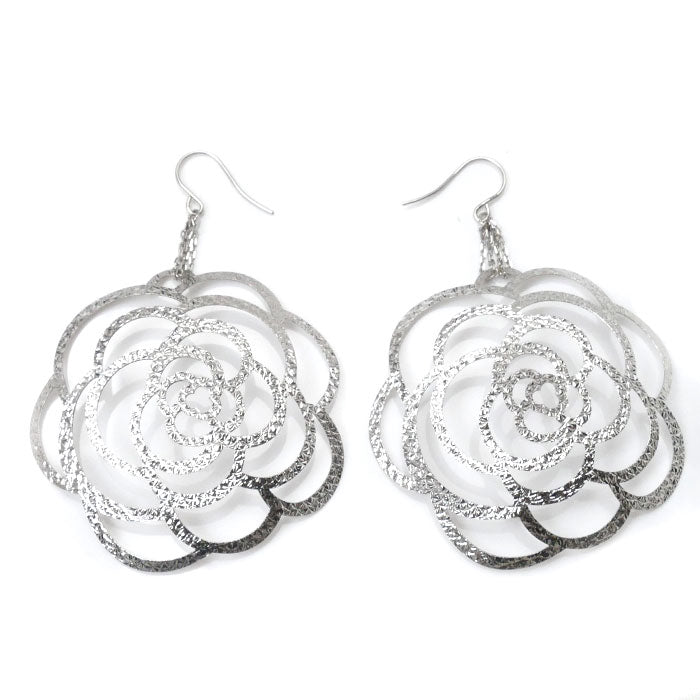 K18WG ホワイトゴールド ローズ ピアス 5.9g レディース【中古】