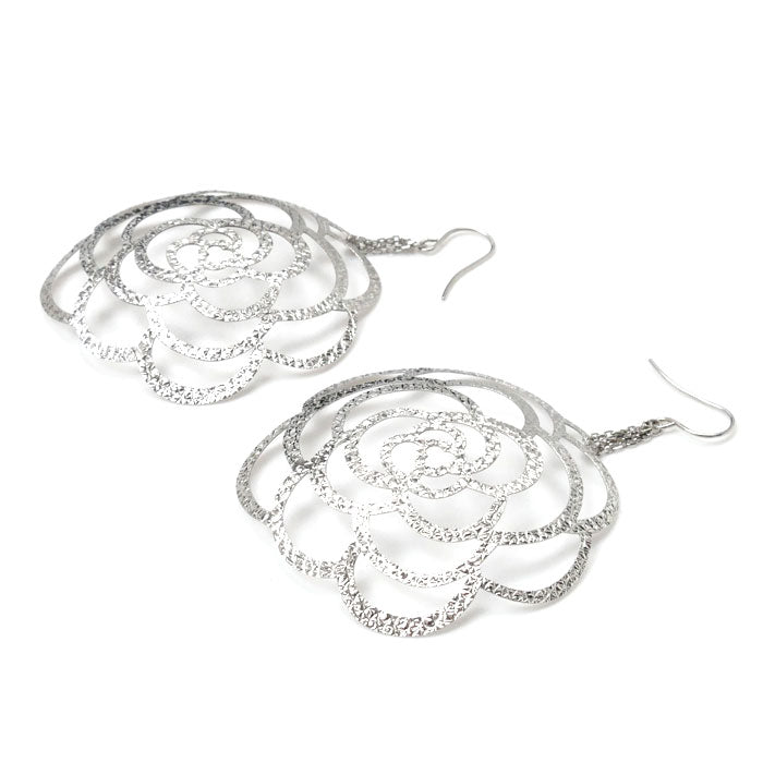 K18WG ホワイトゴールド ローズ ピアス 5.9g レディース【中古】