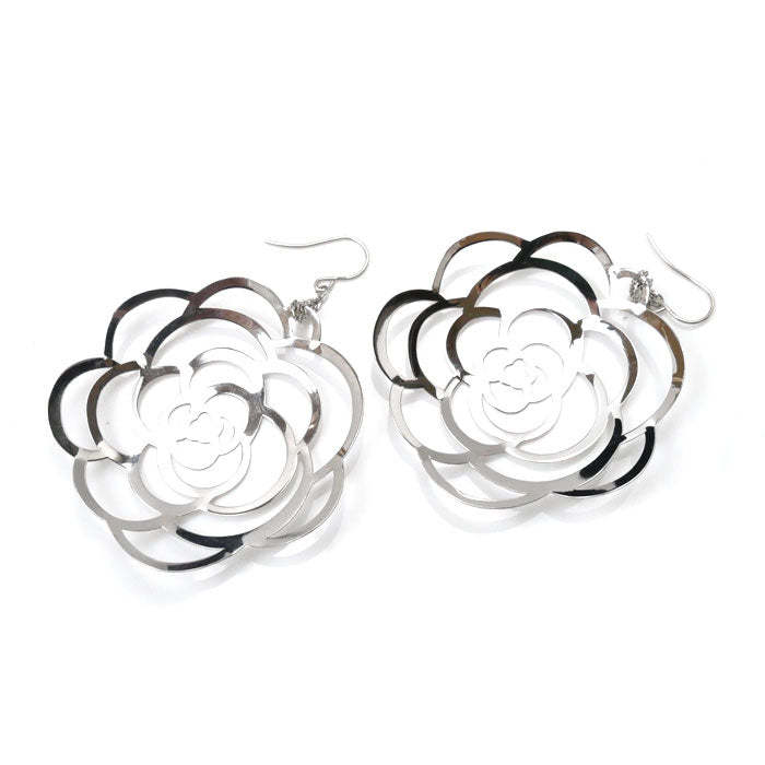 K18WG ホワイトゴールド ローズ ピアス 5.9g レディース【中古】