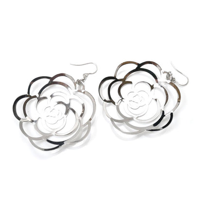 K18WG ホワイトゴールド ローズ ピアス 5.9g レディース【中古】