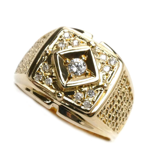 K18YG イエローゴールド リング・指輪 ダイヤモンド0.19ct 18.5号 7.9g メンズ【中古】