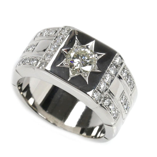 Pt900プラチナ リング・指輪 ダイヤモンド0.56ct/0.59ct 19号 31.4g メンズ【中古】【美品】