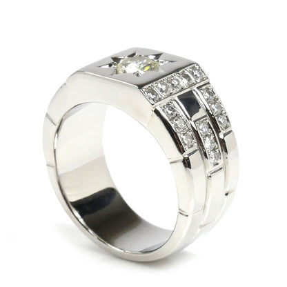 Pt900プラチナ リング・指輪 ダイヤモンド0.56ct/0.59ct 19号 31.4g メンズ【中古】【美品】