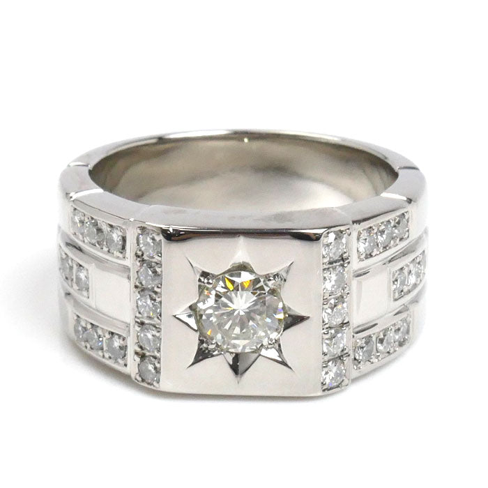 Pt900プラチナ リング・指輪 ダイヤモンド0.56ct/0.59ct 19号 31.4g メンズ【中古】【美品】