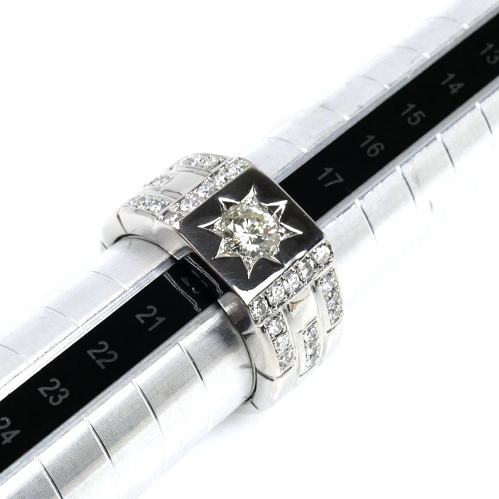 Pt900プラチナ リング・指輪 ダイヤモンド0.56ct/0.59ct 19号 31.4g メンズ【中古】【美品】