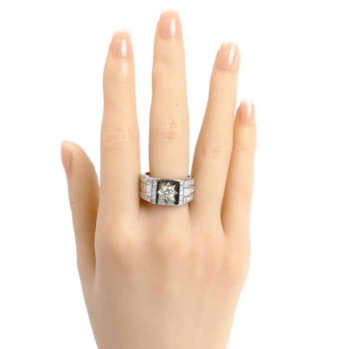 Pt900プラチナ リング・指輪 ダイヤモンド0.56ct/0.59ct 19号 31.4g メンズ【中古】【美品】