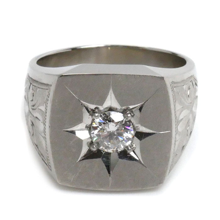 Pt900プラチナ リング・指輪 ダイヤモンド0.63ct 22号 43.0g メンズ【中古】【美品】