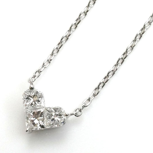 STAR JEWELRY スタージュエリー Pt850プラチナ ミステリアスハート ネックレス ダイヤモンド0.28ct 2.5g 42cm レディース【中古】【美品】