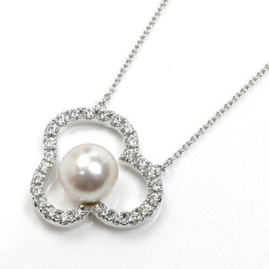 TASAKI タサキ K18WG ホワイトゴールド チャンツ ネックレス P-16676-18KWG アコヤパール約8.0mm ダイヤモンド0.34ct 5.7g 41.5～46.5cm レディース【中古】【美品】