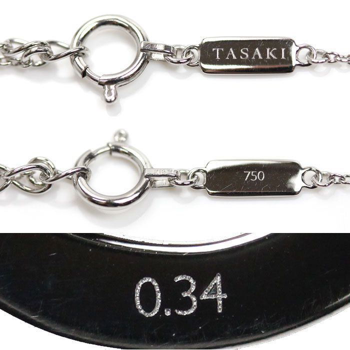 TASAKI タサキ K18WG ホワイトゴールド チャンツ ネックレス P-16676-18KWG アコヤパール約8.0mm ダイヤモンド0.34ct 5.7g 41.5～46.5cm レディース【中古】【美品】