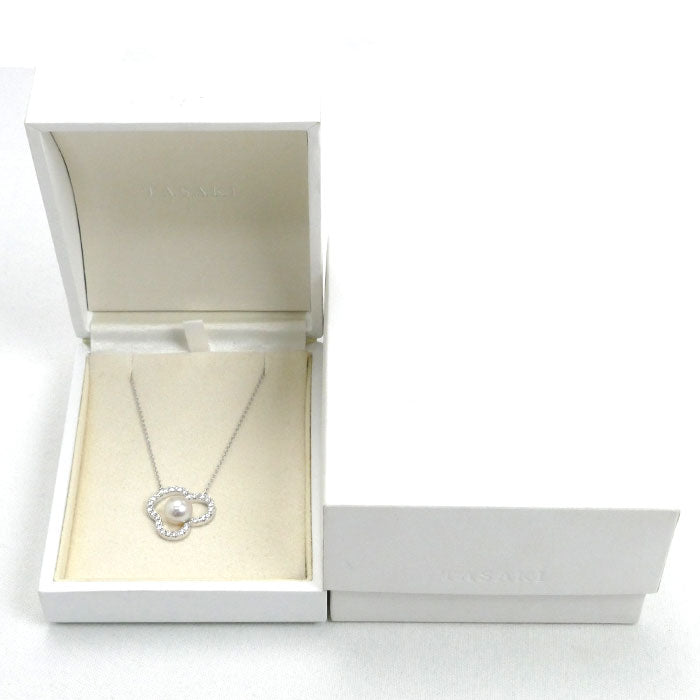 TASAKI タサキ K18WG ホワイトゴールド チャンツ ネックレス P-16676-18KWG アコヤパール約8.0mm ダイヤモンド0.34ct 5.7g 41.5～46.5cm レディース【中古】【美品】