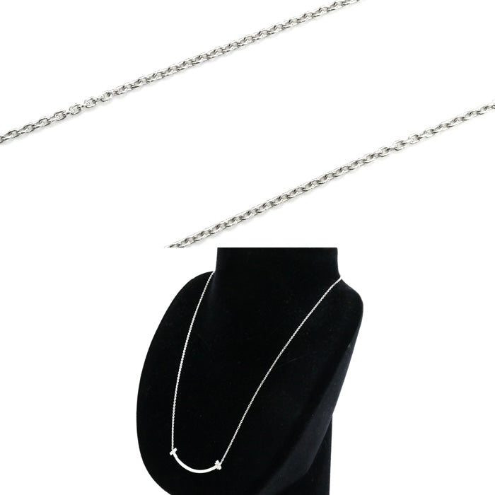 TIFFANY&Co. ティファニー K18WG ホワイトゴールド Tスマイル ミディアム ネックレス 74957293 ダイヤモンド 5.7g 41/46cm レディース【中古】【美品】