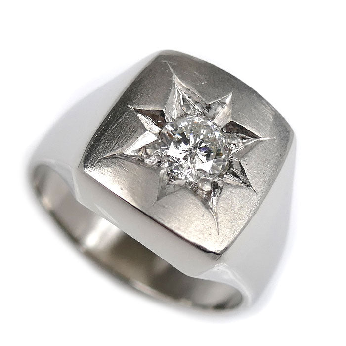 Pt900プラチナ リング・指輪 ダイヤモンド0.63ct 22.5号 24.6g メンズ【中古】【美品】