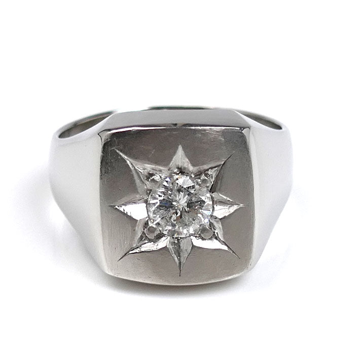 Pt900プラチナ リング・指輪 ダイヤモンド0.63ct 22.5号 24.6g メンズ【中古】【美品】