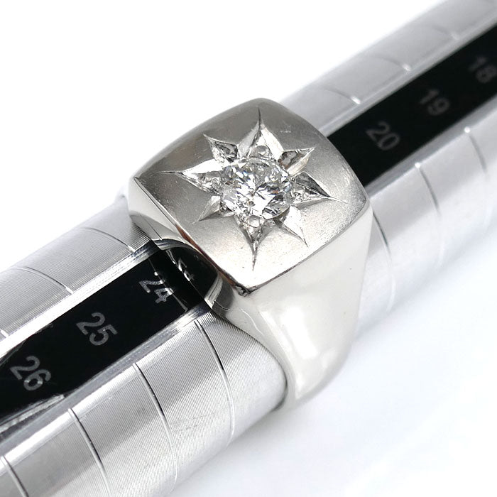 Pt900プラチナ リング・指輪 ダイヤモンド0.63ct 22.5号 24.6g メンズ【中古】【美品】
