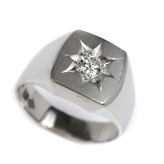 Pt900プラチナ リング・指輪 ダイヤモンド0.37ct 24号 19.6g メンズ【中古】【美品】