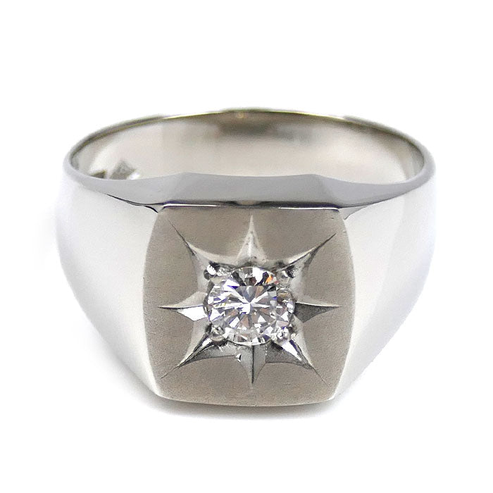 Pt900プラチナ リング・指輪 ダイヤモンド0.37ct 24号 19.6g メンズ【中古】【美品】