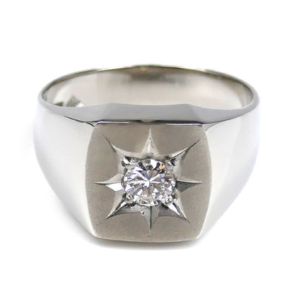 Pt900プラチナ リング・指輪 ダイヤモンド0.37ct 24号 19.6g メンズ【中古】【美品】