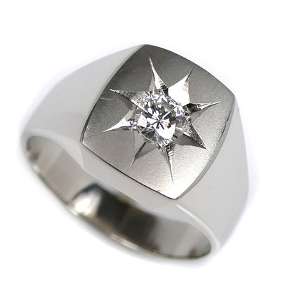 Pt900プラチナ リング・指輪 ダイヤモンド0.38ct 23.5号 18.2g メンズ【中古】【美品】