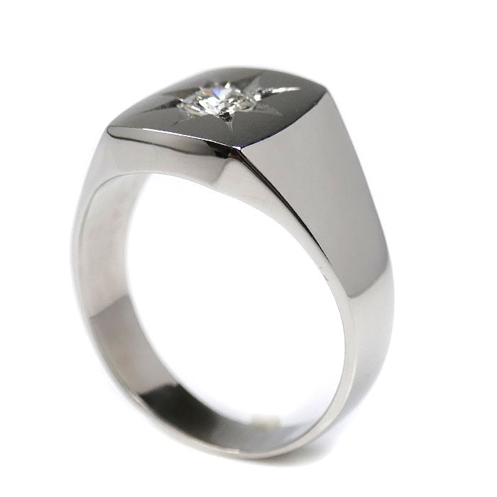 Pt900プラチナ リング・指輪 ダイヤモンド0.38ct 23.5号 18.2g メンズ【中古】【美品】