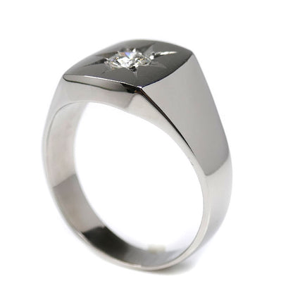 Pt900プラチナ リング・指輪 ダイヤモンド0.38ct 23.5号 18.2g メンズ【中古】【美品】