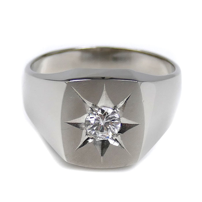 Pt900プラチナ リング・指輪 ダイヤモンド0.38ct 23.5号 18.2g メンズ【中古】【美品】