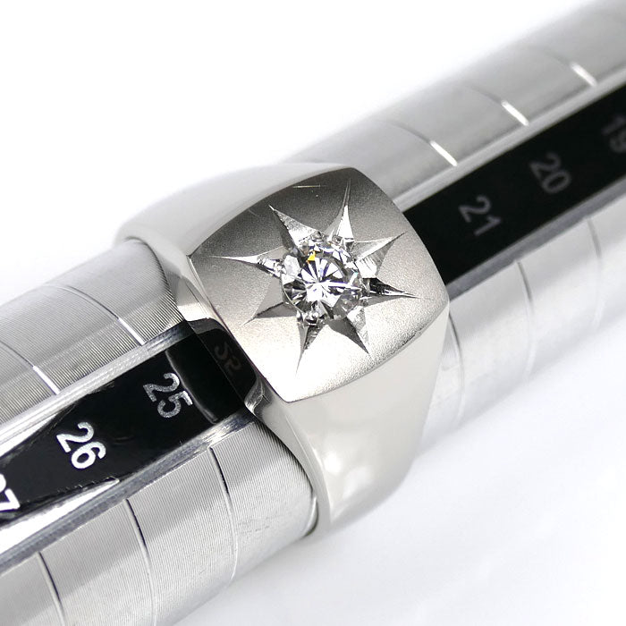 Pt900プラチナ リング・指輪 ダイヤモンド0.38ct 23.5号 18.2g メンズ【中古】【美品】