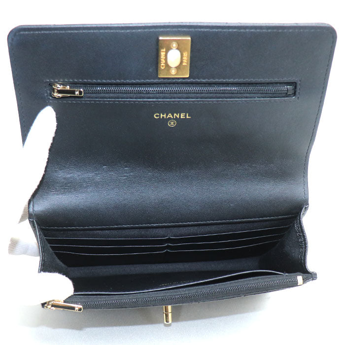 CHANEL シャネル マトラッセ チェーンウォレット 長財布 ブラック AP3201 レディース【中古】