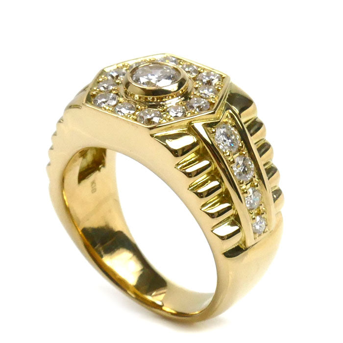 K18YG イエローゴールド リング・指輪 ダイヤモンド0.56ct/1.226ct 22号 28.7g メンズ【中古】