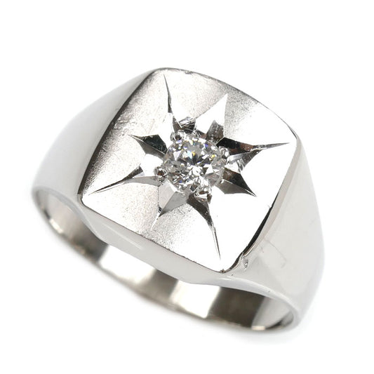 Pt900プラチナ 印台 リング・指輪 ダイヤモンド0.20ct 19号 13.7g メンズ【中古】