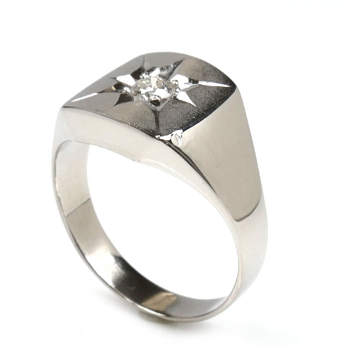 Pt900プラチナ 印台 リング・指輪 ダイヤモンド0.20ct 19号 13.7g メンズ【中古】