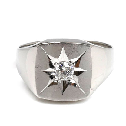 Pt900プラチナ 印台 リング・指輪 ダイヤモンド0.20ct 19号 13.7g メンズ【中古】