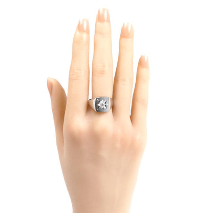 Pt900プラチナ 印台 リング・指輪 ダイヤモンド0.20ct 19号 13.7g メンズ【中古】